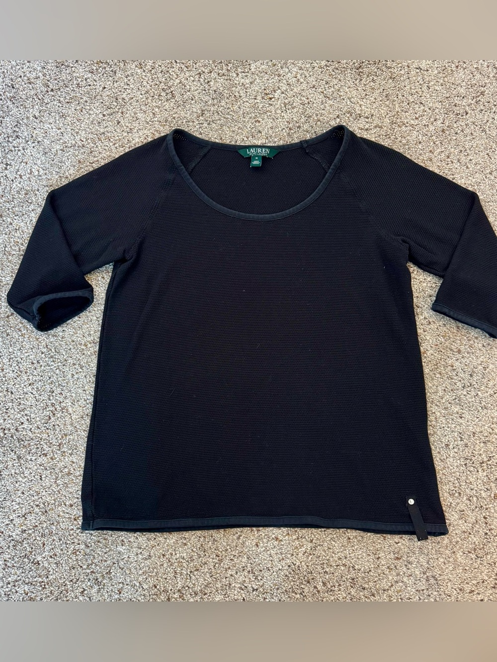 Ralph Lauren Black Scoop Neck Short Sleeve Knit Top